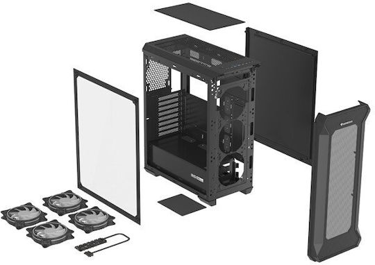Genesis Irid 505 ARGB Gaming Midi-Turm Computergehäuse mit Seitenfenster Schwarz