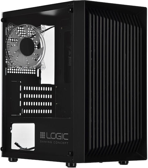 Logic Atos Gaming Mini Tower Κουτί Υπολογιστή με Πλαϊνό Παράθυρο Μαύρο