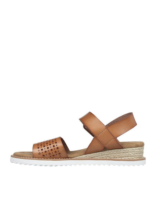 BOBS Desert Kiss Women's Ankle Strap Platforms Tabac Brown