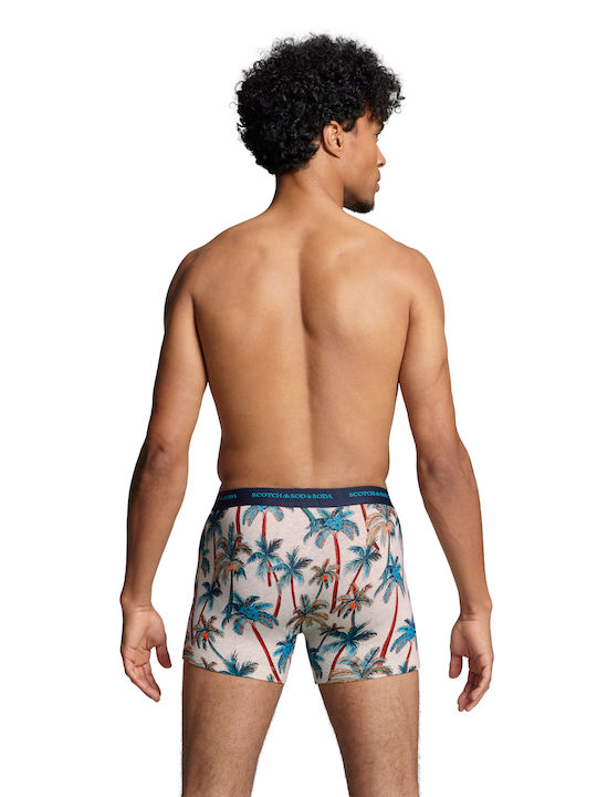 Iconic Aop Ανδρικά Μποξεράκια Beige/Blue με Σχέδια 2Pack