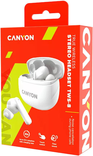 Canyon TWS-8 In-Ear Bluetooth-Freisprecheinrichtung Kopfhörer mit Ladeetui Weiß