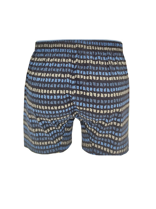 Berrak Men's Boxer Blue Printed with Patterns