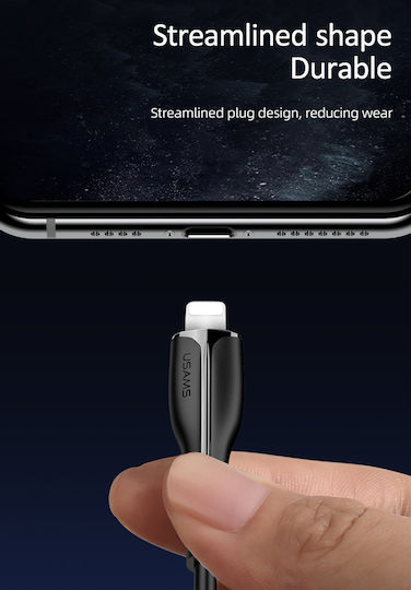 Usams US-SJ371 USB-A to Lightning Cable Μαύρο 1m (SJ371USB01)