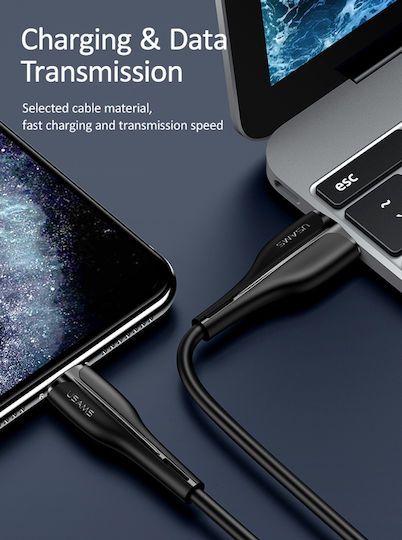 Usams US-SJ371 USB-A to Lightning Cable Μαύρο 1m (SJ371USB01)