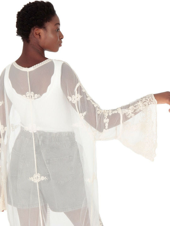 Long Women's Kimono Beige