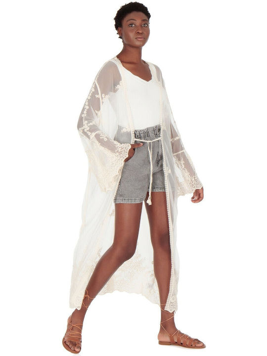 Long Women's Kimono Beige