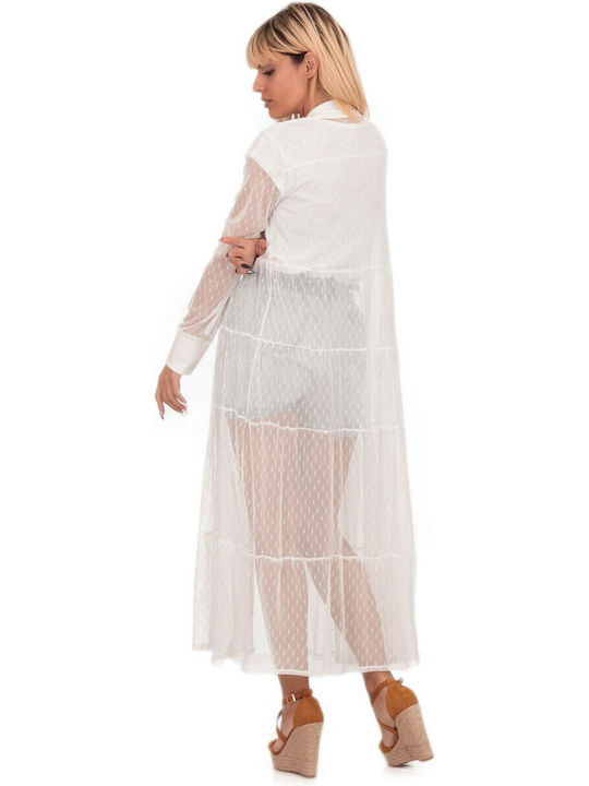 Lung Cardigan de damă Alb