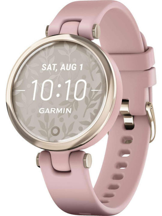 Garmin Lily Sport Aluminium Waterproof Smartwatch with Heart Rate Monitor (Cream Gold Bezel with Dust Rose Case and Silicone Band)