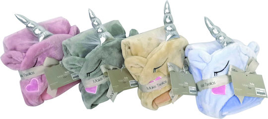 Makis Tselios Home Pătură Pepinieră Swaddling pături Baby Monocer Fleece Gri 36x86cm