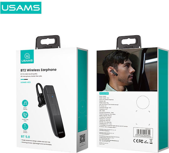 Usams BT2 In-ear Bluetooth Handsfree Ακουστικό Μαύρο