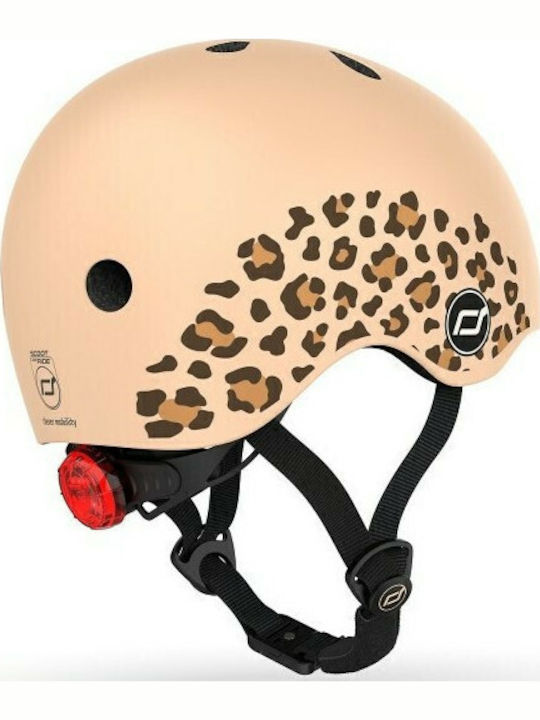 Scoot & Ride Leopard Kids' Helmet for City Bike Beige with LED Light XXS-S / 45-51 εκ