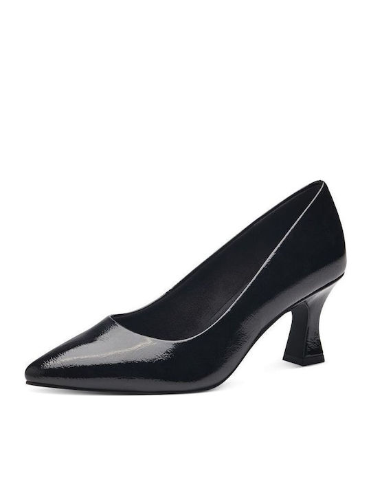 Marco Tozzi Patent Leather Pointed Toe Black Medium Heels