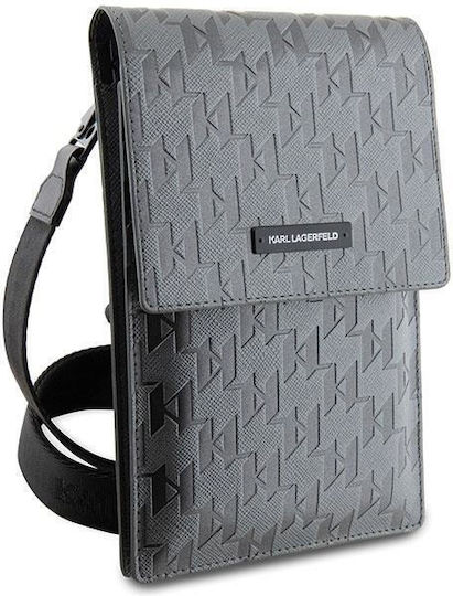Karl Lagerfeld Saffiano Mongram Plaque Silver