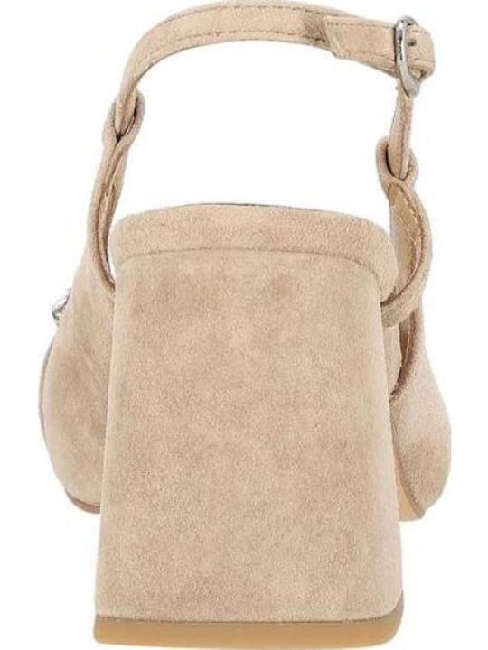 Suede Γόβες με Λουράκι Μπεζ