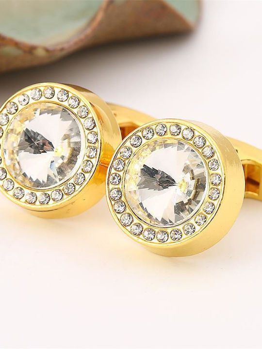 Golden Cufflinks with Zircon Strass