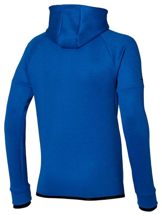 Mizuno Men's Sweatshirt Jacket with Hood and Pockets Blue