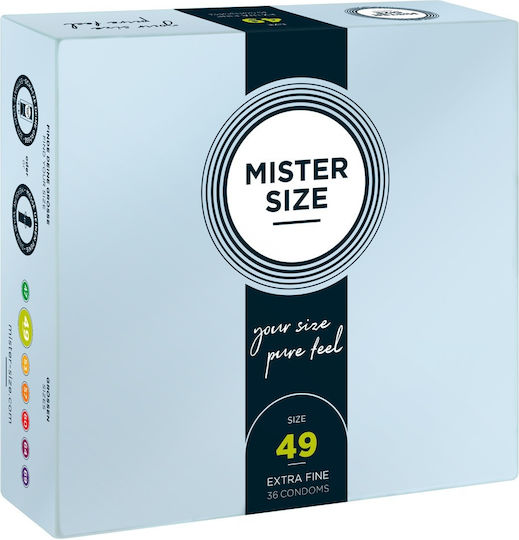 Mister Size Condoms Extra Fine Size 49mm 36pcs 49mm Thin for Natural Feeling Natural Vegan