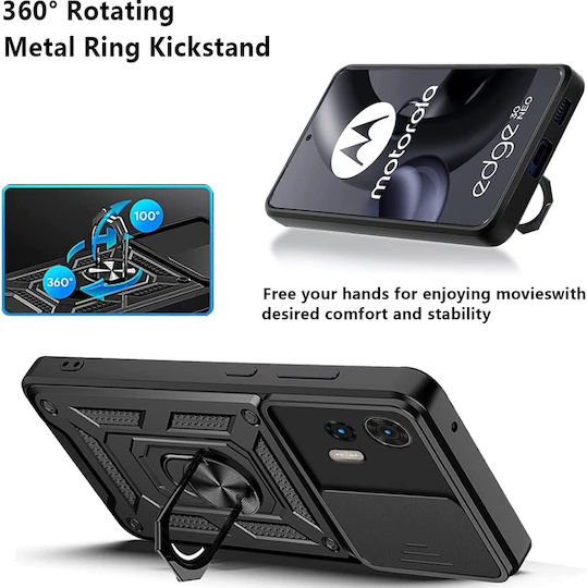Techsuit Camshield Umschlag Rückseite Kunststoff / Silikon Schwarz (Motorola Edge 30)