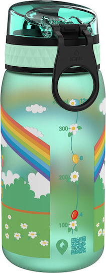 Ion8 Rainbow Kids Water Bottle Plastic Non Spill Green 350ml
