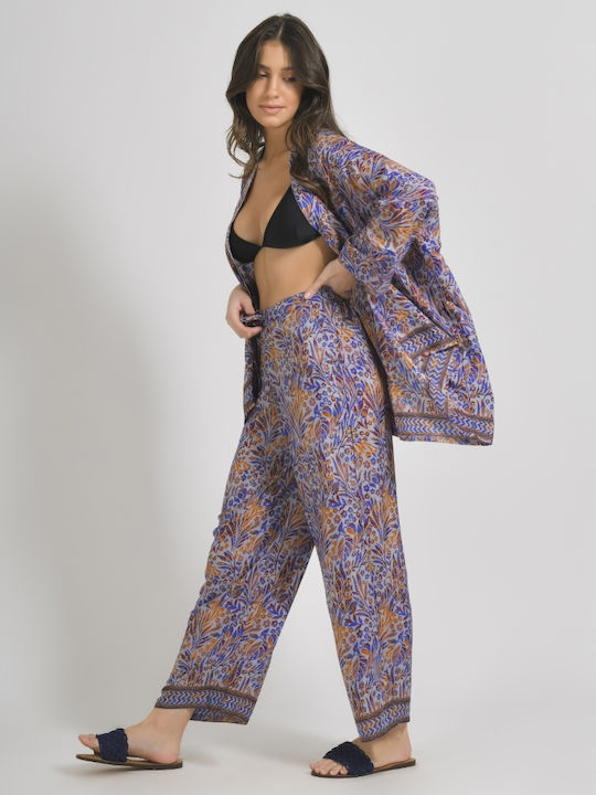 Ble Resort Collection Women's Pants Beachwear in Blue color
