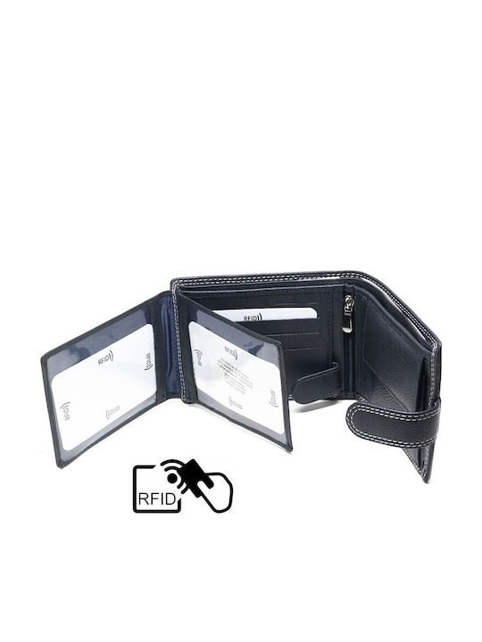 Leder Herren Geldbörse Klassisch mit RFID Blau