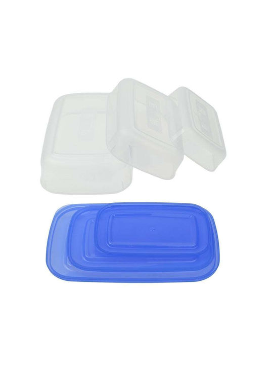 Plastic Lunch Box Blue 3pcs