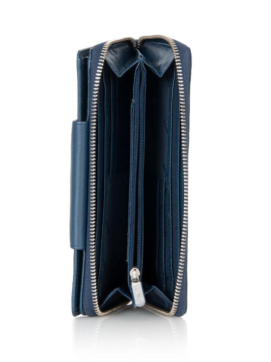 Leather Women's Wallet Classic Navy Blue
