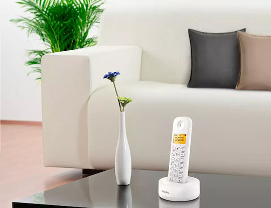 Philips D1601W Schnurlostelefon mit Griechischem Menü Weiß