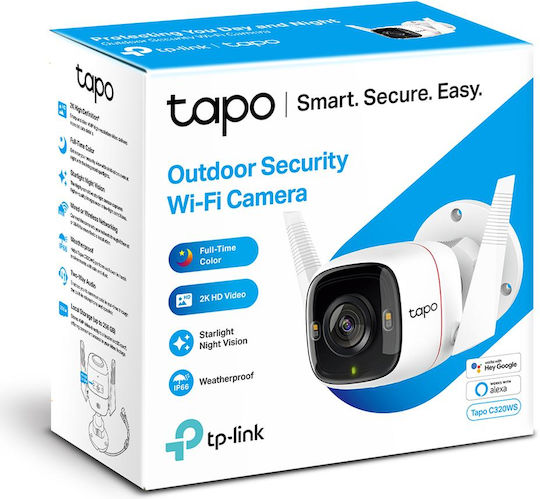 TP-LINK Tapo C320WS v2 IP Surveillance Camera Wi-Fi Full HD+ 4MP Waterproof with Two-Way Communication and Lens 3.18mm