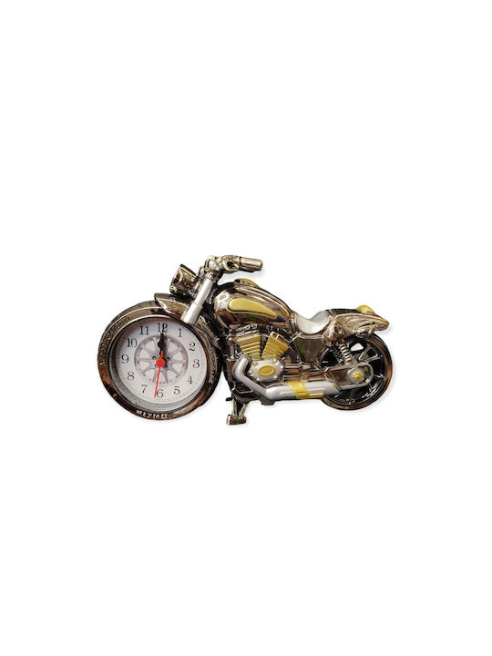 Harley Plastic 23x13cm Tabletop Clock with Indicators Plastic with Alarm Clock Gold