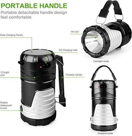 Led Solar Lantern for Camping with Flashlight 1W