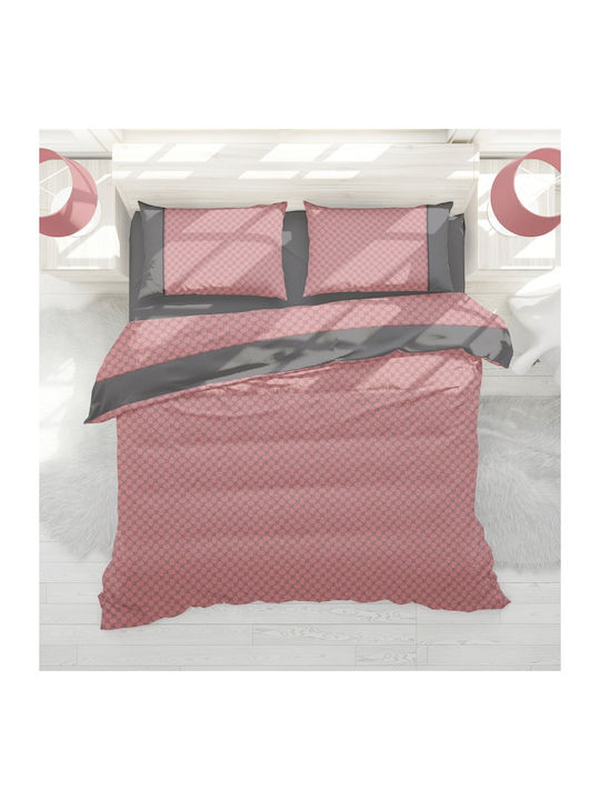 Makis Tselios Home Σετ Πάπλωμα Υπέρδιπλο 220x240εκ. Diamonds Ροζ 3τμχ 350 GSM
