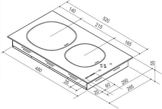 Faber FCH32 Domino Plită cu Inducție Autonom 29x52εκ.