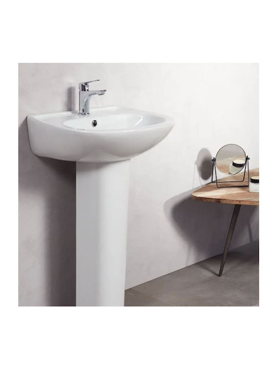 Tema Wall-Mounted Drop-In Porcelain Bathroom Sink 55x45cm White