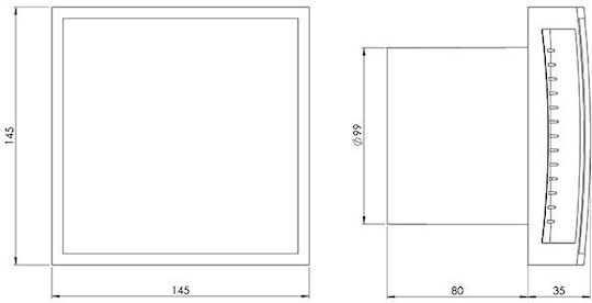 Europlast Wall-mounted Ventilator Bathroom 100mm White