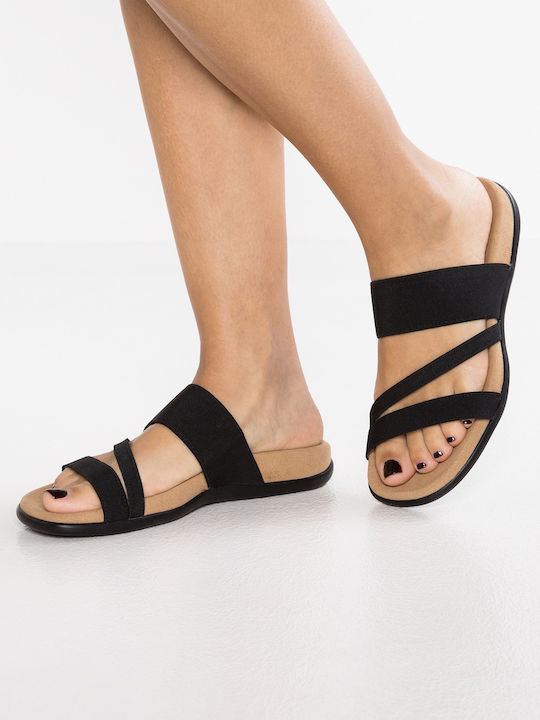 Leather Women's Flat Sandals Anatomic in Black Color