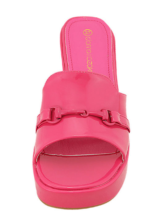 Mauchen Mule cu Gros cu gleznă înaltă Toc în Culoare Fuchsia