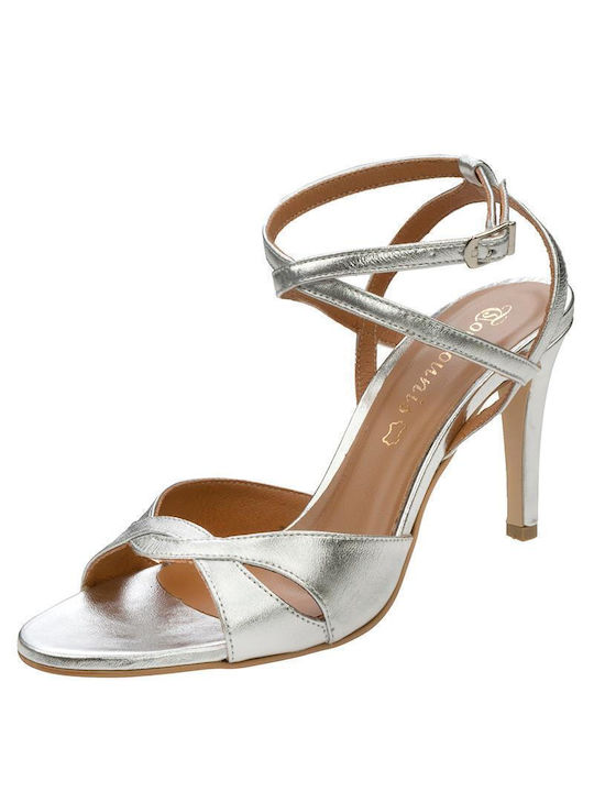 Divide Women's Sandals Silver with Thin High Heel