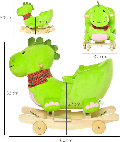HomCom Dragon Качулка Играчка с Колелца Зелен
