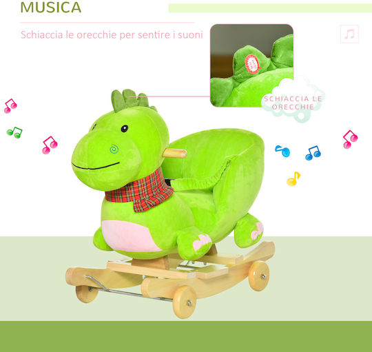 HomCom Dragon Качулка Играчка с Колелца Зелен