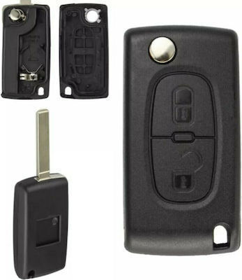 Foldable Car Key Shell with Blade with 2 Buttons for Citroen