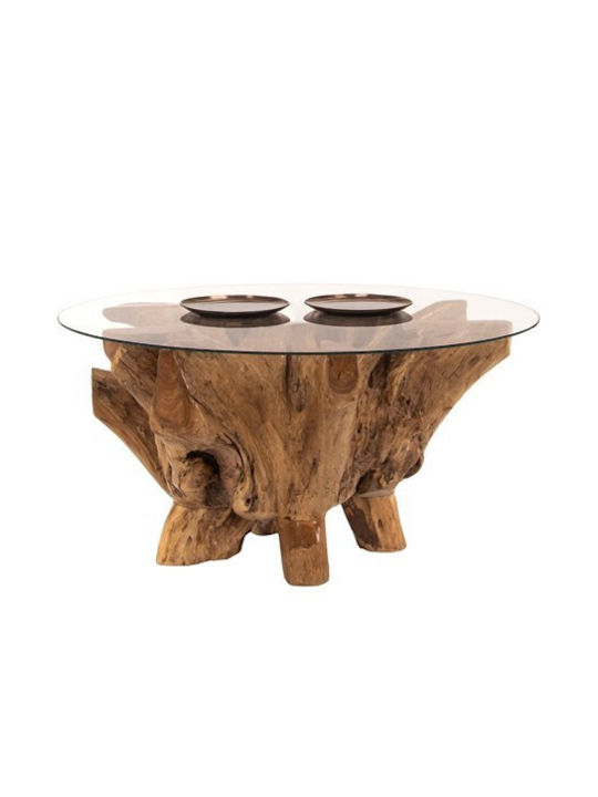 Round Solid Wood Coffee Table Natural L80xW80xH45cm