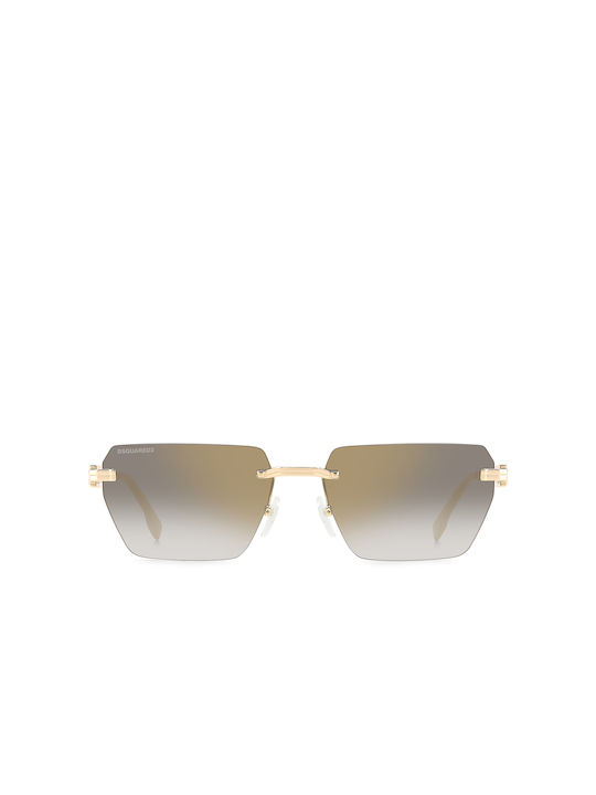 Dsquared2 Sonnenbrillen mit Gold Rahmen und Gold Spiegel Linse D2 0102S RHL FQ
