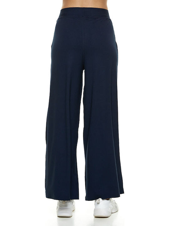 Hohe Taille Jogginghose Breit Marineblau