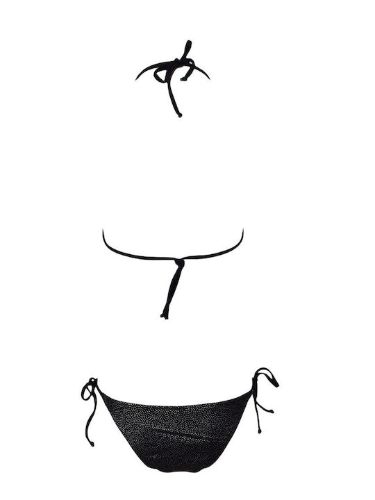 Set Bikini Dreieck & Brasilien Polka Dot Schwarz