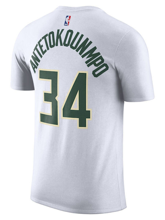 NBA Milwaukee Bucks Giannis Antetokounmpo Sportliches T-Shirt Weiß