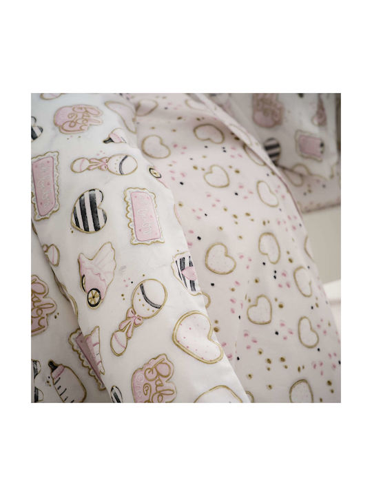 Vesta Home Σετ Βρεφικά Σεντόνια Λίκνου Βαμβακερά Pinky Ροζ 70x125εκ. 3τμχ