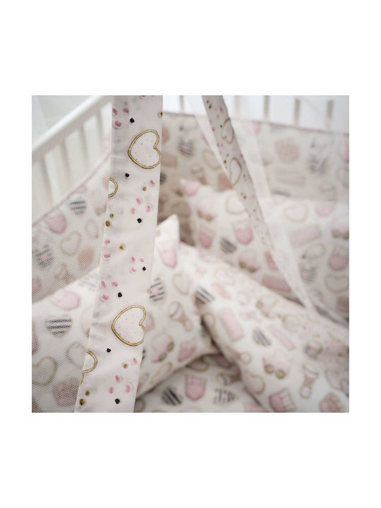 Vesta Home Σετ Βρεφικά Σεντόνια Λίκνου Βαμβακερά Pinky Ροζ 70x125εκ. 3τμχ