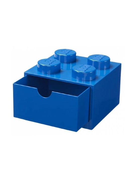 Lego Kids Plastic Toy Storage Box 4 Knobs Blue 25x25x18cm