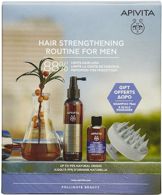 Apivita Hair Strengthening Routine Σετ Περιποίησης Μαλλιών κατά της Τριχόπτωσης με Σαμπουάν και Λοσιόν 3τμχ
